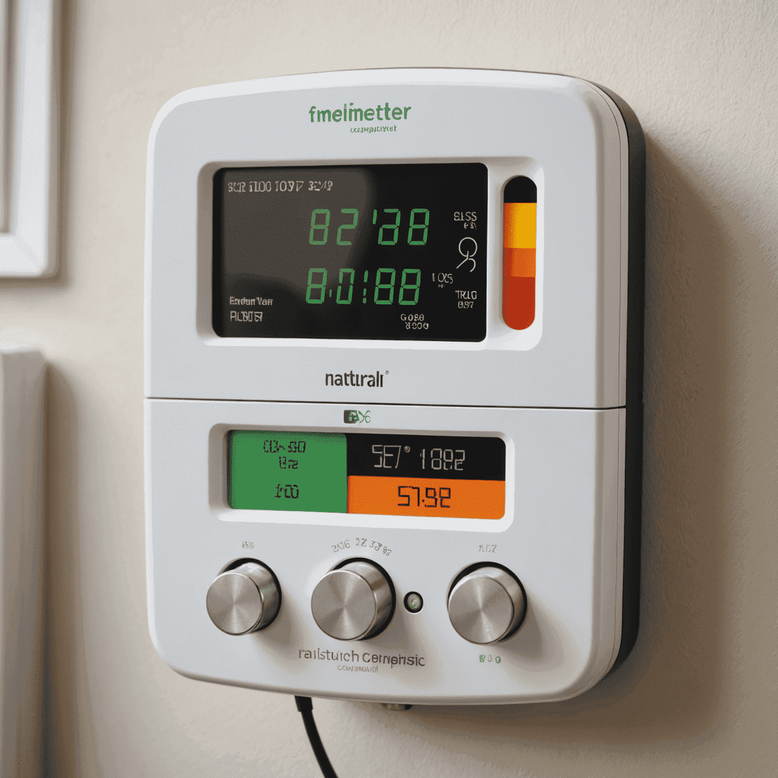 A smart meter installed in a UK home, showing real-time energy consumption data